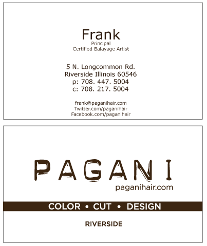 Pagani business card