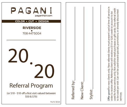 Pagani referral card